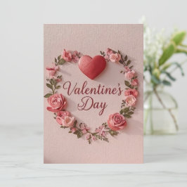 Invitación Modern Valentine’s Day Card – Red Heart & Flower