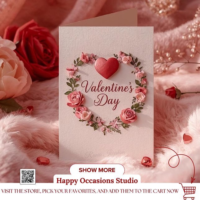 Invitación Modern Valentine’s Day Card – Red Heart & Flower (Subido por el creador)
