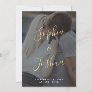 Invitación Modern Vellum Look Gold Script Photo Save the Date