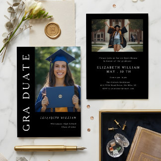 Invitación Modern Vertical Photo Graduation Invitation