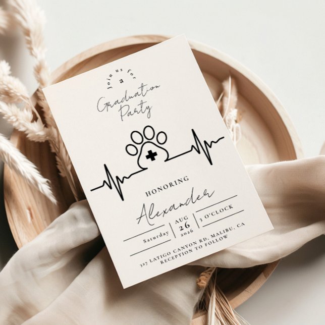 Invitación Modern Vet Med Graduation Party (Subido por el creador)