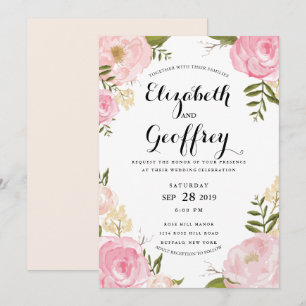 Invitación Modern Vintage Pink Floral Wedding Invitation
