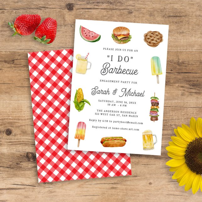 Invitación Modern Watercolor Barbecue BBQ Engagement Party (Subido por el creador)