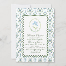 Invitación Modern Watercolor Blue flowers Bridal ShInvitation