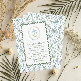 Invitación Modern Watercolor Blue flowers Bridal ShInvitation