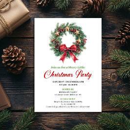 Invitación Modern Watercolor Christmas Wreath Party Card