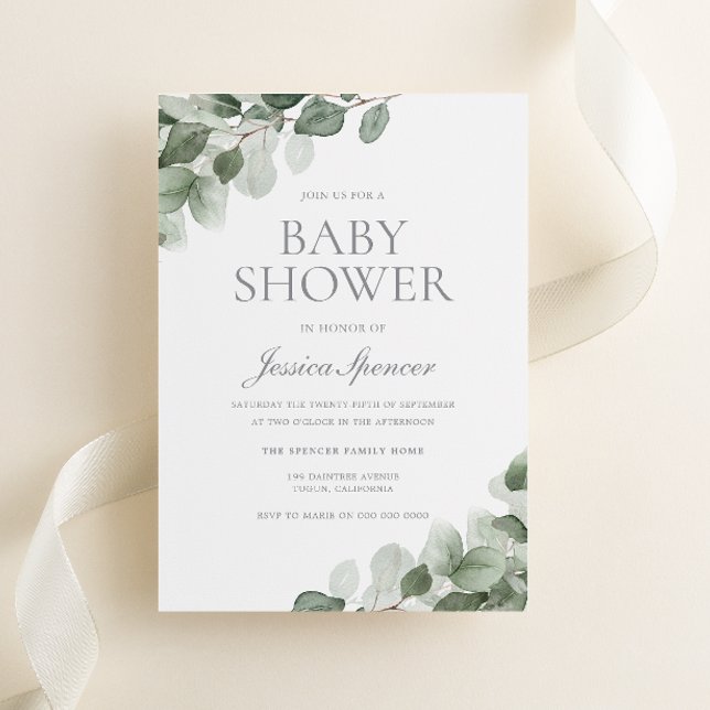 Invitación Modern Watercolor Greenery Baby Shower (Subido por el creador)