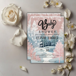 Invitación Modern Watercolor Winter Wonderland Baby Shower