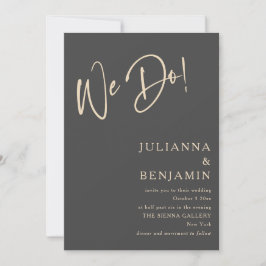 Invitación Modern We Do Elegant Charcoal Black Beige Wedding