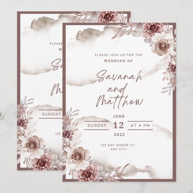 Invitación Modern Wedding Invitation Clean Minimal Style (Anverso / Reverso)