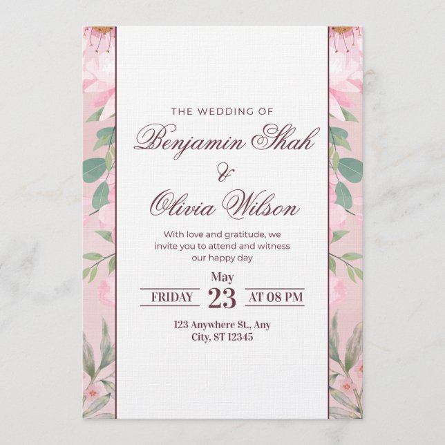 Invitación Modern Wedding Invitation | Elegant Romantic (Anverso)