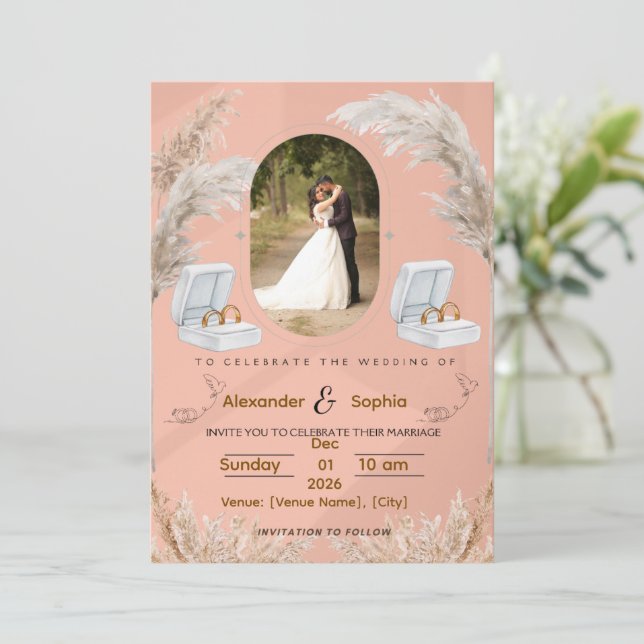 Invitación Modern Wedding Invitation | Fully Editable (Anverso de pie)