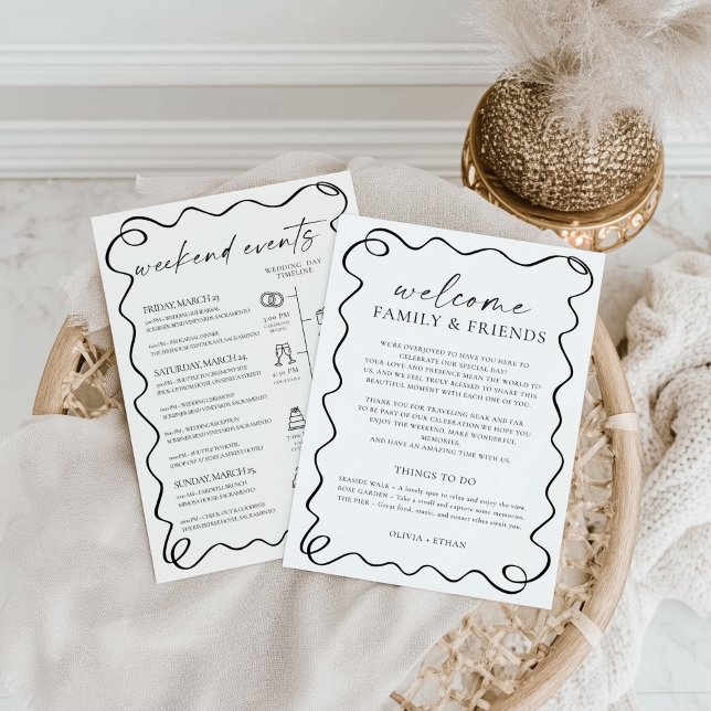 Invitación  Modern Wedding Welcome Bag Letter & Timeline Card (Subido por el creador)