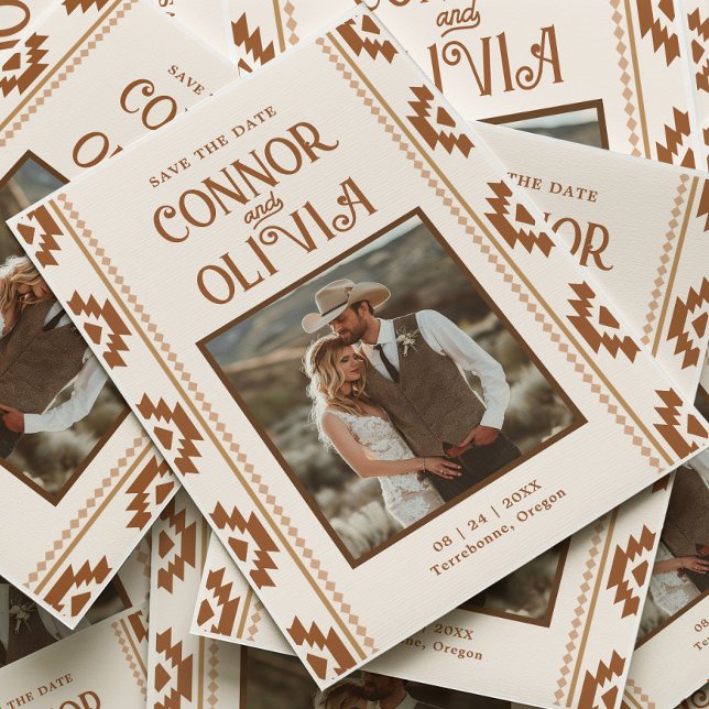 Invitación Modern Western Photo Save the Date Card (Subido por el creador)