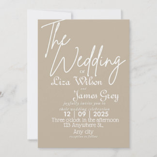 Invitación Modern White and beige Simple Wedding