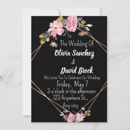 Invitación Modern White and Black Simple Wedding 