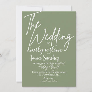 Invitación Modern White and Green Simple Wedding