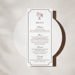 Invitación Modern White Burgundy Double Frame wedding  Menu