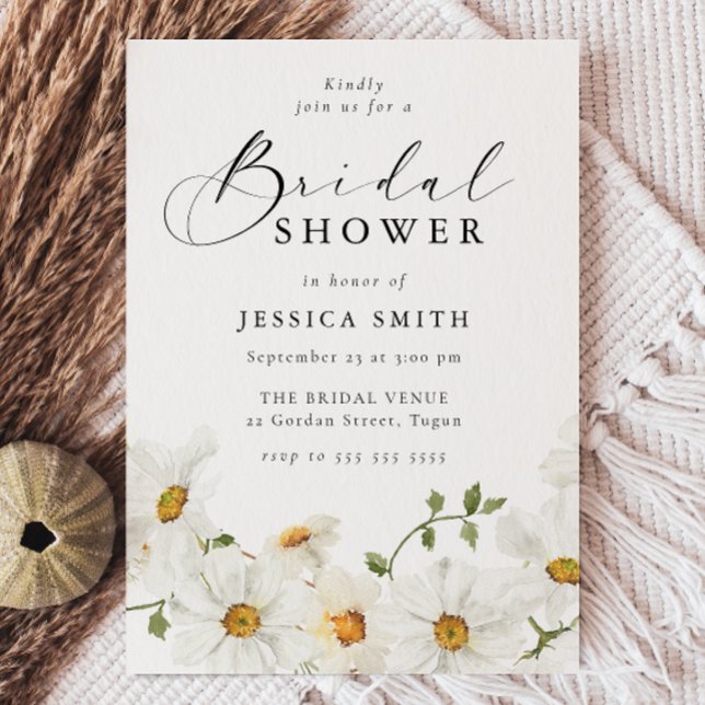 Invitación Modern White Floral Bridal Shower (Subido por el creador)