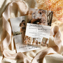 Modern white minimalist script 5 photos wedding