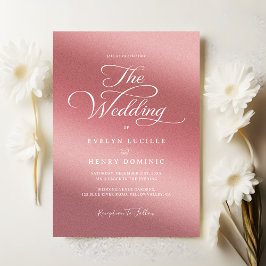 Invitación Modern White Script Typography Rose Gold Wedding