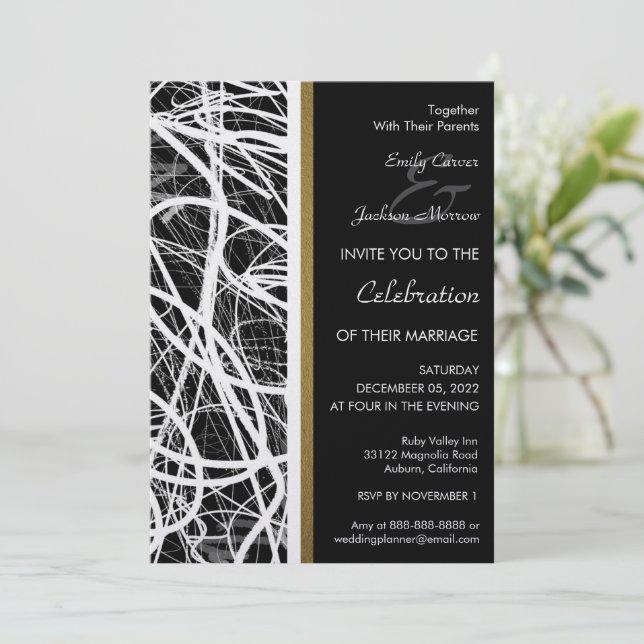 Invitación Modern White Swirl Wedding Invitation (Anverso de pie)
