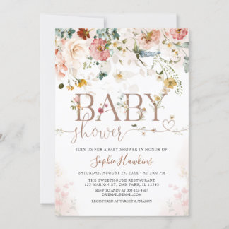 Invitación Modern WildFlower Garden Flowers Baby Shower
