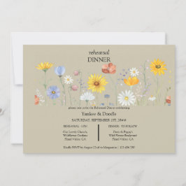 Invitación Modern wildflower spring wedding Dinner Invitation