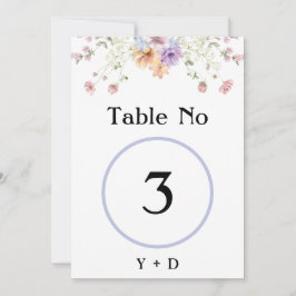 Invitación Modern wildflowers spring wedding Table Number