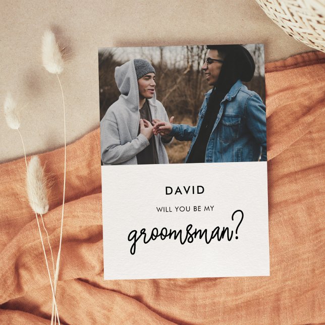 Invitación Modern Will you be my groomsman photo card (Subido por el creador)