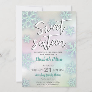 Invitación Modern Winter wonderland copos de nieve dulce 16
