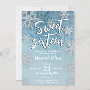 Invitación Modern Winter wonderland copos de nieve dulce 16
