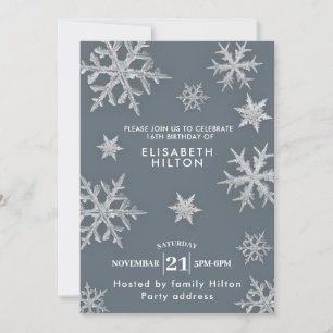 Invitación Modern Winter wonderland snowflakes vestido dulce 