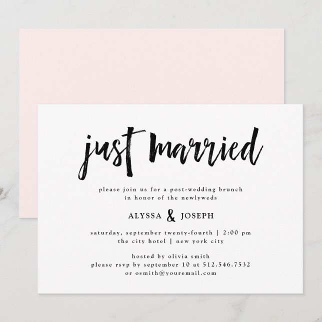 Invitación Modern Wish | Acabo De Casar Con El Boda Brunch (Anverso / Reverso)