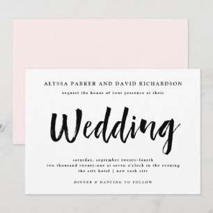 Invitación Modern Wish Boda blanco y negro