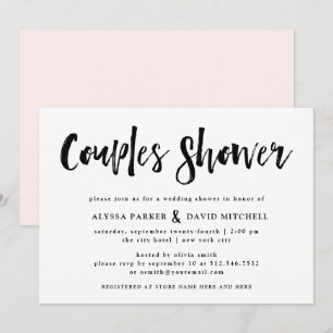 Invitación Modern Wish Ducha de parejas negras y blancas