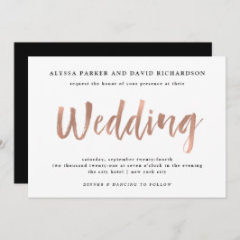 Invitación Modern Wish | Faux Rosa Gold Boda