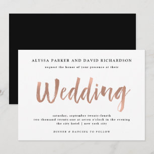 Invitación Modern Wish Faux Rosa Gold Boda