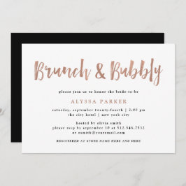 Invitación Modern Wish | Faux Rosa Gold Brunch y Bubbly