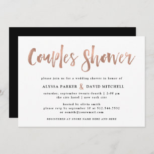 Invitación Modern Wish   Faux Rosa Gold Couples Shower