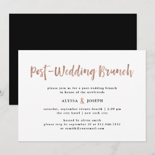 Invitación Modern Wish   Post Boda Brunch Faux Rosa Gold