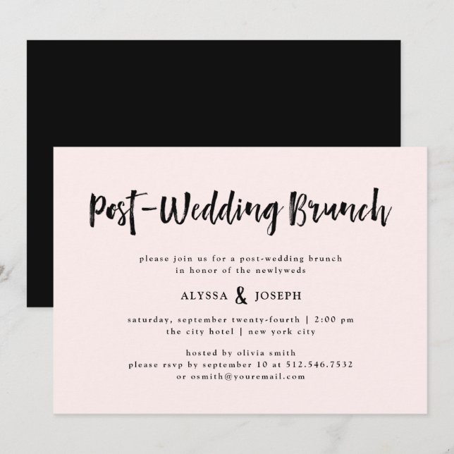 Invitación Modern Wish | Post Boda Brunch Rubor Pink (Anverso / Reverso)