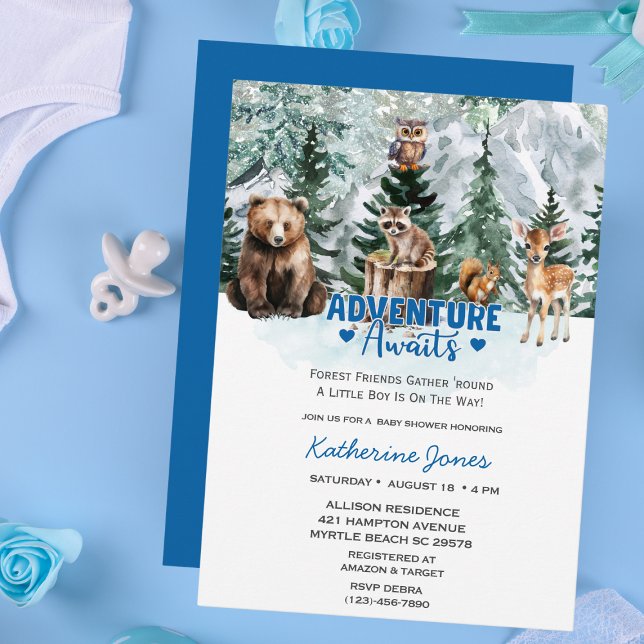 Invitación Modern Woodland Animals Forest Boy Baby Shower (Subido por el creador)