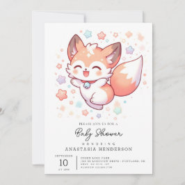 Invitación Modern Woodland Fox Baby Shower