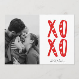 Invitación Modern XOXO Red Valentine’s Day Photo Card