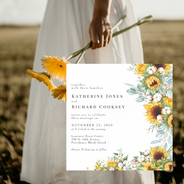 Invitación Modern Yellow Floral Sunflowers No Parents Wedding (Subido por el creador)