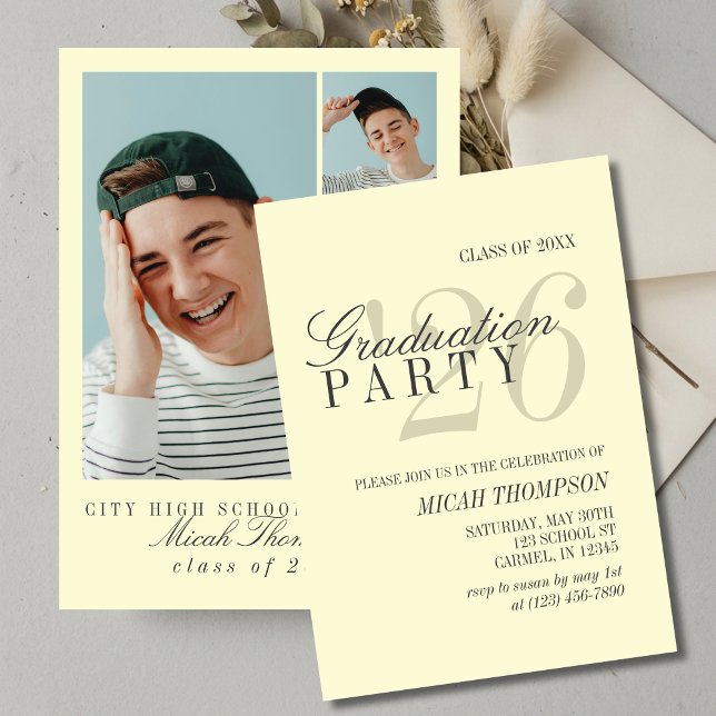 Invitación Modern Yellow Photo Graduation Party (Modern Yellow Photo Graduation Party Invitation)