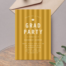 Invitación Modern Yellow Sporty Stripes Graduation Party