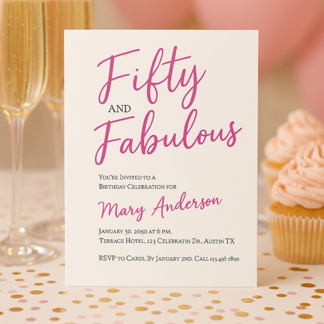 Invitación Moderna 50 y fabulosa fiesta de cumpleaños 50 del  (Subido por el creador)