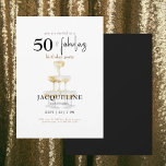 Invitación Moderna 50 y fabulosa fiesta de cumpleaños de Cham<br><div class="desc">Black and Gold 50 y fabulosa invitación a la fiesta de cumpleaños. Moderno. Champán.</div>